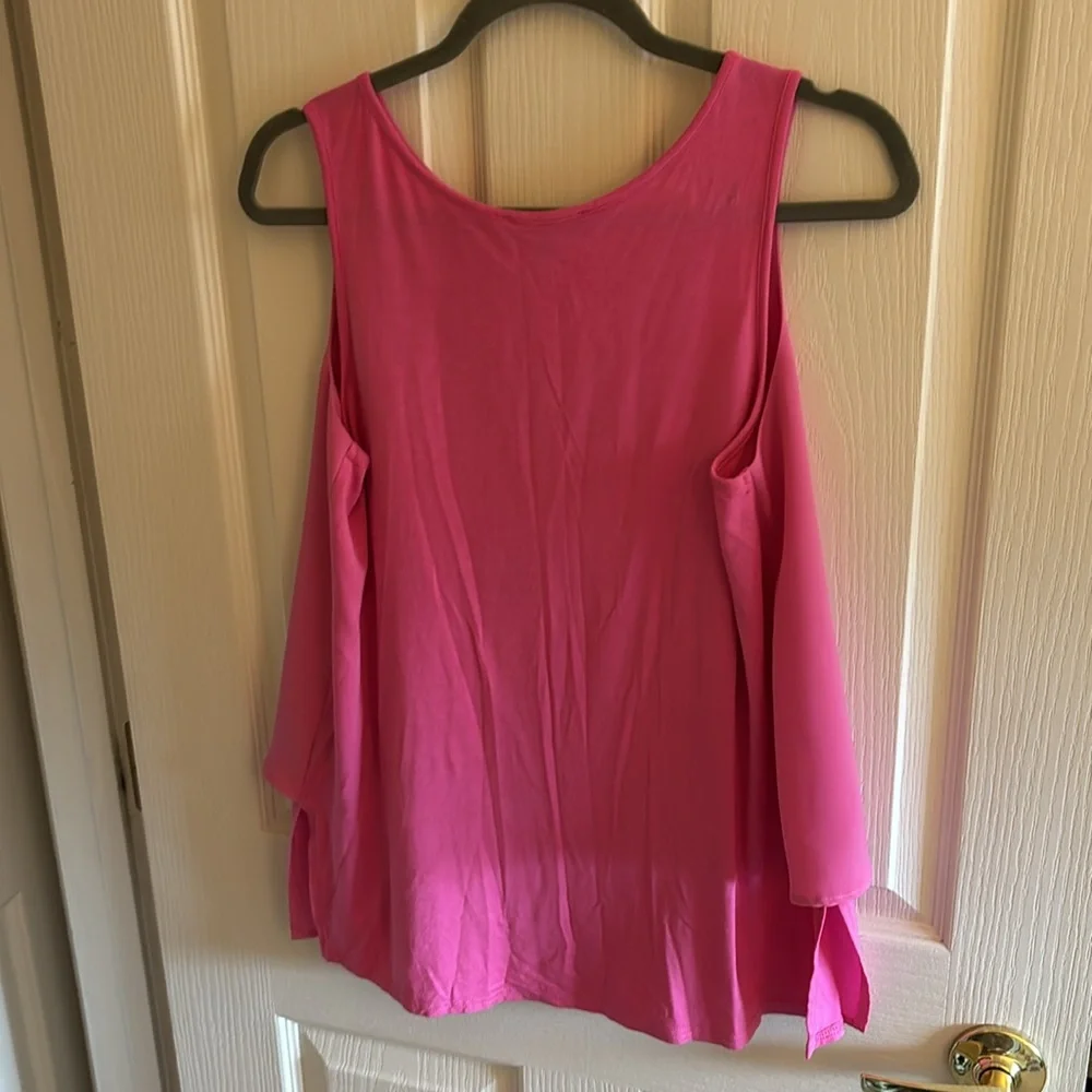 DG2 DIANE GILMAN | Pink Layered Sleeveless Top, size small -‎ EUC - Picture 4 of 4